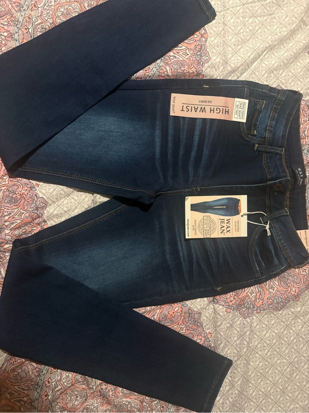 Wax Jean High Waist Skinny Jeans - Dark Blue